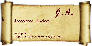 Jovanov Andos névjegykártya